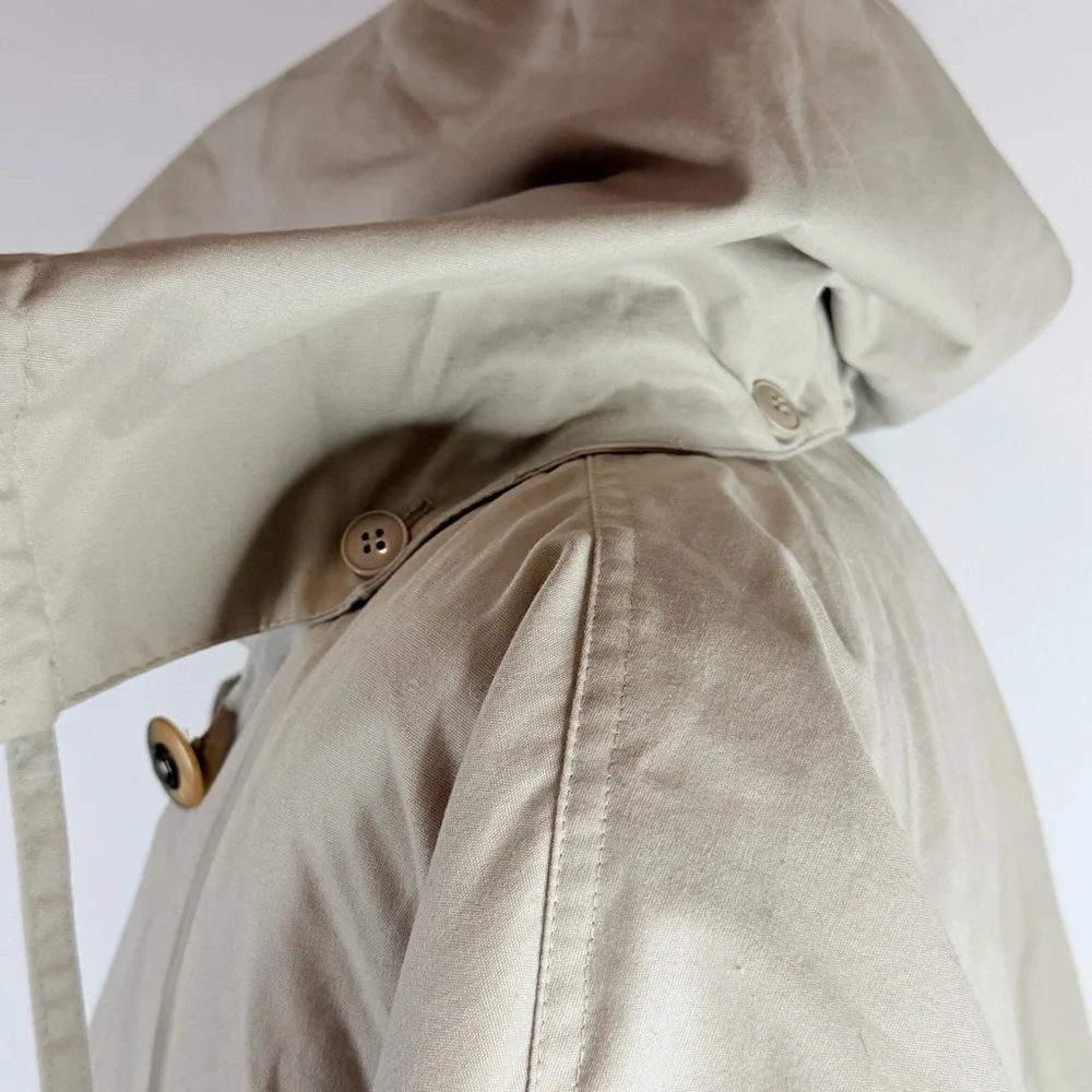 Vintage Fleet Street Beige Hooded Anorak Jacket - Women's Large Removable Hood - Picture 11 of 11